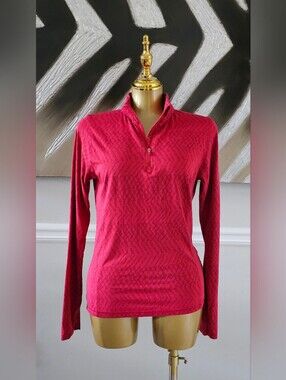 Tasc Performance MOSOtech Red Quarter Zip Long Sleeve Athletic Top Size Small